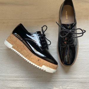 Aldo Patent Leather Platform Oxford